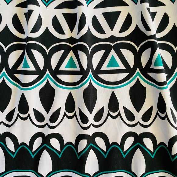 INC International Concepts Black Green White Geometric Dress size M - Picture 2 of 9